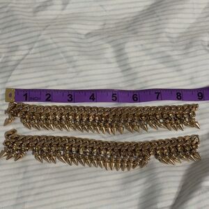 2 Gold-Tone Metal Chain with Spikes and Rhinestones  #rave #festival